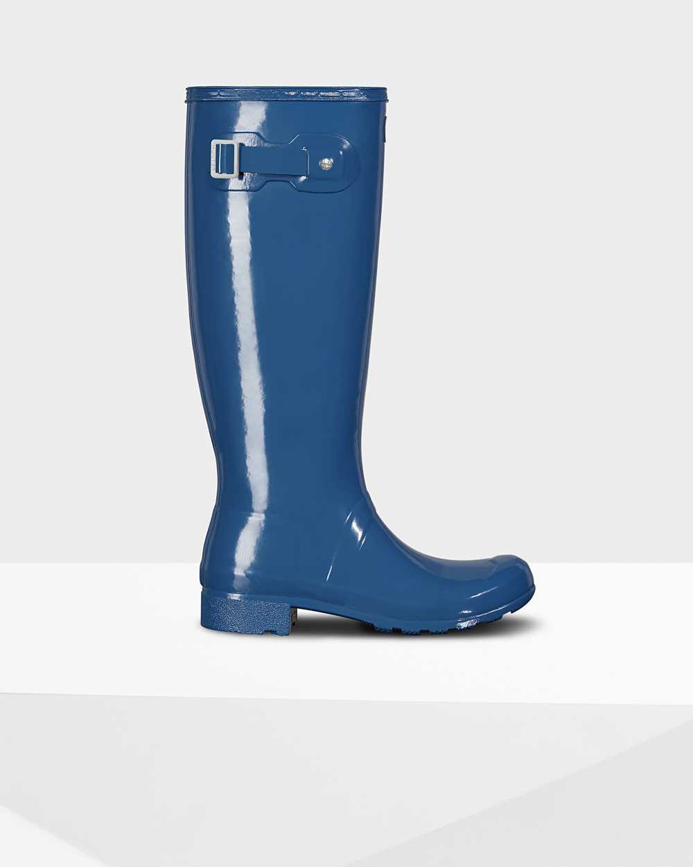 Hunter Women's Original Tour Foldable Gloss Tall Wellington Boots Blue,CRPJ62189